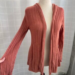 Barefoot Dreams Cozy Chic Ultra Lite Hooded Cardigan Orange/Terracotta Size Med